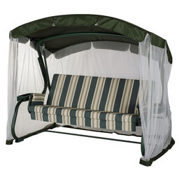 Качели садовые «Милан», 237×136×172 см, металл, 3-местные, с москитной сеткой, зелёные
