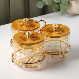 Менажница стеклянная «Сердце», 500 мл, 13×20,5 см, 3 шт