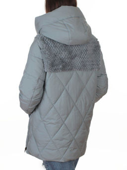 M-8800 GRAY/LT. BLUE Куртка зимняя стеганная женская (150 гр. холлофайбер)
