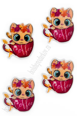 Кабошон-вырубка "Котёнок в кружке" 2,9*3,3 см (10 шт) SF-6034, №4