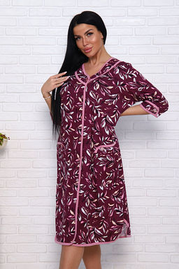 Халат женский на пуговицах с карманами, бордо (958-1) - Плиона фото 10