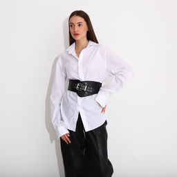 Ремень женский, ширина 12 см, пряжка металл, люверсы, цвет чёрный - Simaland фото 4