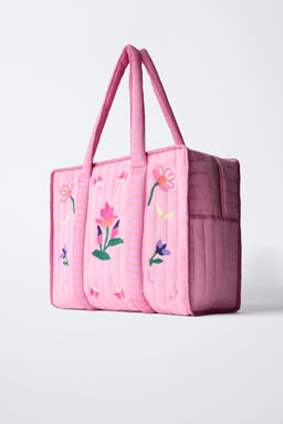 SHOPPER BORDADOS FLORES / Rosa - Zara фото 2