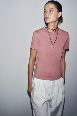 SHORT SLEEVE INTERLOCK T-SHIRT - Zara фото 4