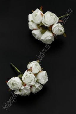 Головки цветов на веточке (1 букетик 6 цветков) SF-7811, айвори №3