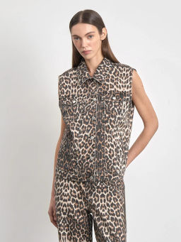 ЕМКА / Джинсовый жилет с леопардовым принтом - Emka фото 2