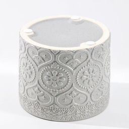 Банка для сыпучих «Кружева. Сердца», 400 мл, 10×9.5 см, с бамбуковой крышкой, керамика, серая