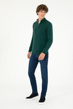 Мужской темно-зеленый базовый свитер - U.s. polo assn фото 18