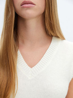 Kad?n V Yaka D?z Triko S?veter