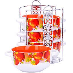 27583 Набор супниц 5пр 540мл на подставке LR (х6)