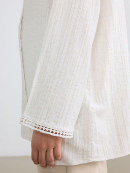 Dokulu Keten Kar???ml? Kad?n G?mlek Tunik