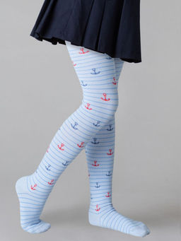 (Omsa) Collant 13P62-2 с рисунком (якорь на полосках) blu chiaro