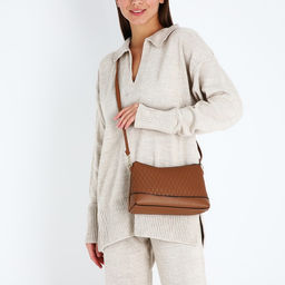 Сумка женская кросс-боди на молнии, 24.5×6.5×14 см, коричневая