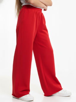 Брюки из футера для девочки с лампасом 22-5698 красный - Mini maxi фото 3
