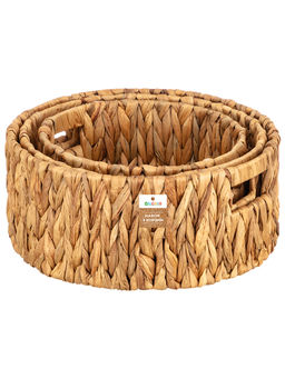 Набор 3 плетеных корзин 25*25*10 см, 30*30*12,5 см, 33*33*14 см, водный гиацинт