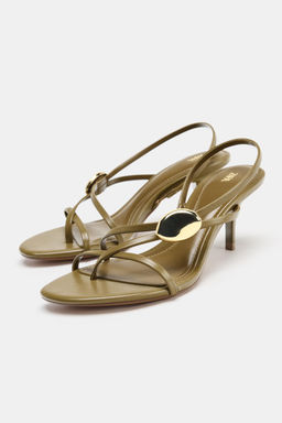 HEELED SANDALS WITH STRAPS AND METAL DETAIL - Zara фото 12