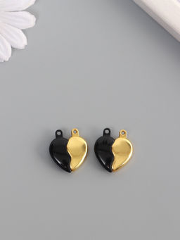 Цена за 2 шт. Замок магнитный металл «Вторая половинка, сердце», набор 2 шт., чёрно-золотой, 2.6×2.2 см