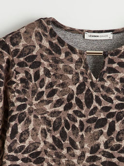 Bisiklet Yaka ?i?ekli Bluz