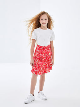 Beli Lastikli ?i?ekli K?z ?ocuk Etek - Waikiki фото 4