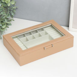 Шкатулка кожзам для украшений Хэмптонс бежевая 5,5х27х18 см