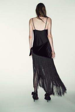 LONG DRESS WITH FRINGING - Zara фото 7