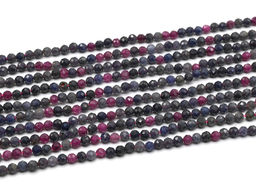 Бусины из рубина и сапфира шарик гр.3мм, 39см, 122 бусины Радуга камня