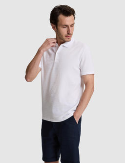 Beyaz Slim Fit Pamuk Kar___ml_ Polo Yaka T-shirt