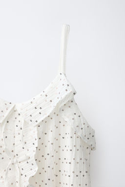 VESTIDO LENTEJUELAS VOLANTE / Blanco roto - Zara фото 4