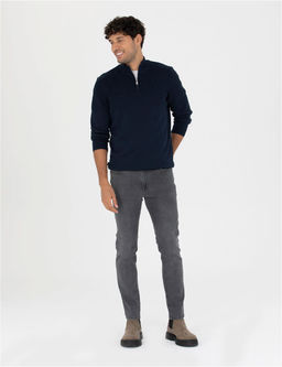Lacivert Slim Fit Fermuarl_ Dik Yaka Triko Kazak - Pierre cardin фото 4