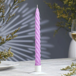 Цена за 2 шт. Свеча витая, 2.3×24.5 см, 5 ч, 50 г, сиреневая