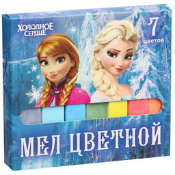 Цена за 5 шт. Мелки цветные школьные, набор 7 шт. «Эльза» «Холодное сердце», прямоугольные