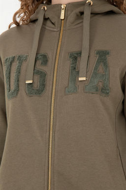 Женский базовый свитшот цвета хаки Неожиданная скидка в корзине - U.s. polo assn фото 7