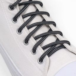 Цена за 25 шт. Шнурки для обуви, круглые, d = 4,5 мм, 110 см, пара, цвет чёрно-серый