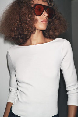 COTTON BOAT NECK T-SHIRT - Zara фото 22