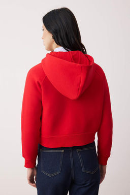 K?rm?z? Regular/Normal Kal?p Crop Orme Sweatshirt TWOAW26SW00045