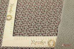 Муслин двухслойный с эф.фактурной стежки Винтажные розочки на серо-оливковом, ш.1.43м, хл-100% - Купава фото 4