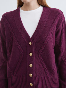 V Yaka Kendinden Desenli Kad?n Triko H?rka