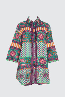 TRENDYOLMILLA Etnik Desenli Dokuma %100 Pamuk Puskullu Plaj Gomlegi TBESS20GO0163  фото 6