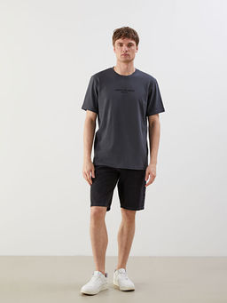 Bisiklet Yaka Bask?l? Erkek Ti??rt