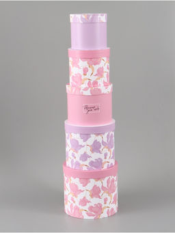 Набор шляпных коробок 5 в 1 «Нежные лилии», 13 × 14 ‒ 19.5 × 22 см