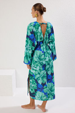 Cicek Desenli Dokuma Y?rtmacl? Maxi Plaj Elbise TBESS25EL00037 - Trendyolmilla фото 5