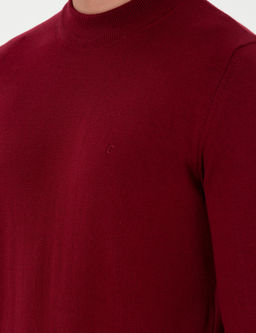 Vi_ne Slim Fit Yar_m Bal_k__ Yaka Basic Triko Kazak