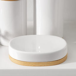 Аксессуары для ванной SAVANNA Джуно, 3 предмета, мыльница, дозатор для мыла 280 мл, стакан, белые  фото 2