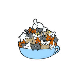 Металлический значок Чашка котиков