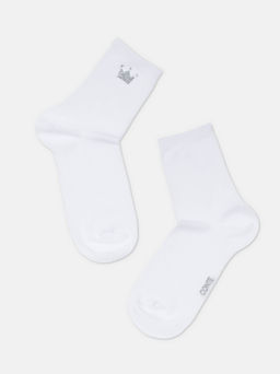 Цена за 2 пары. Носки Классические CONTE Носки из хлопка с сияющим рисунком Queen белый - Conte elegant фото 4