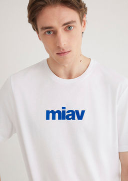 Miav Bask?l? Beyaz Ti??rt - Mavi фото 2