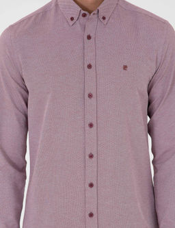 Bordo Slim Fit Uzun Kollu G_mlek