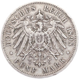 Монета 5 марок 1898 года A Германия (Пруссия)
