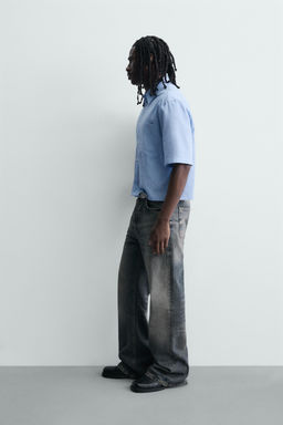 CAMISA CROPPED FIT CUADROS / Azul claro - Zara фото 4