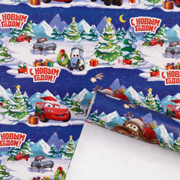 Цена за 10 шт. Упаковочная бумага Новый год, 70 ? 100 см